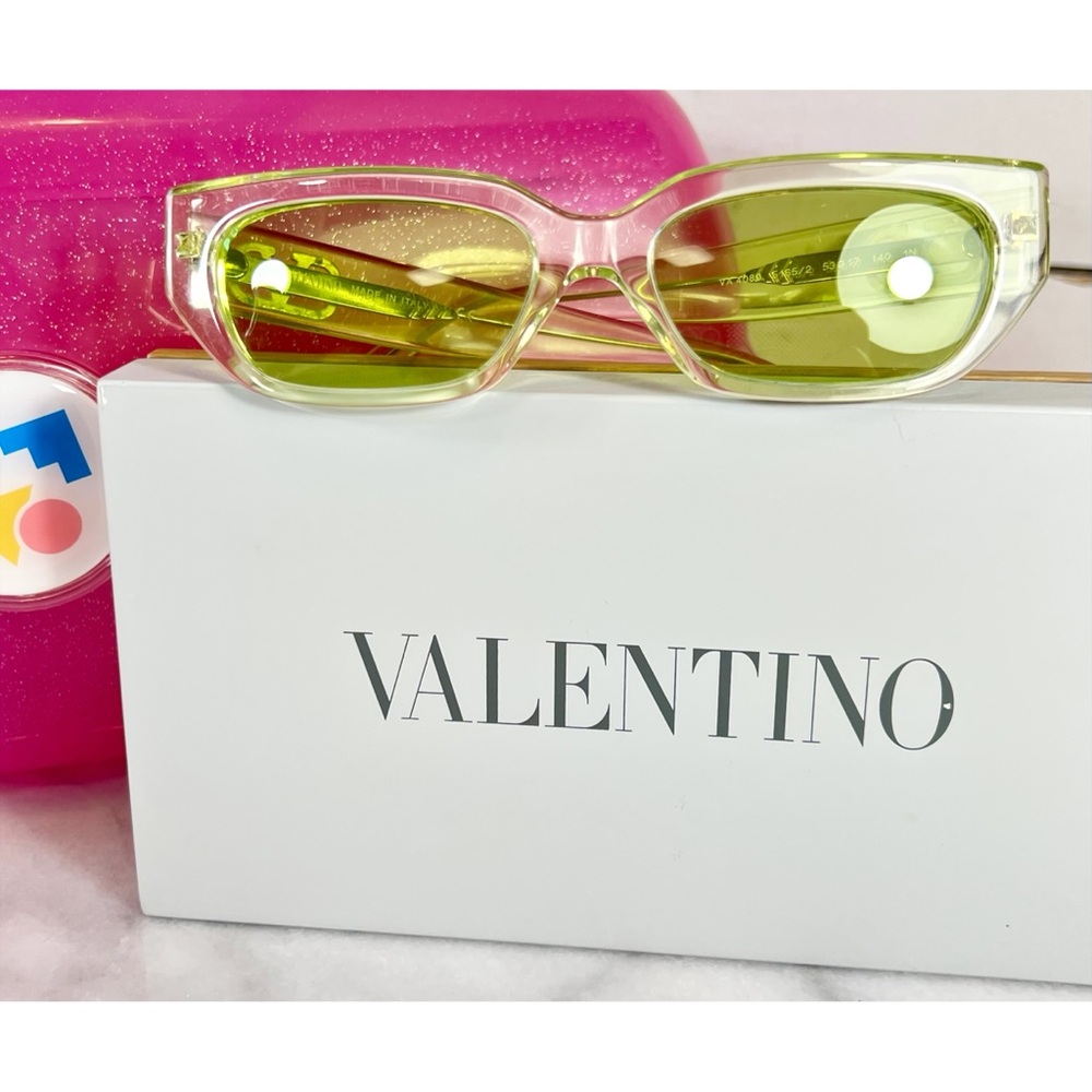 Valentino Garavani V-Logo Square Frame Acetate Sunglasses - Picture 3 of 12